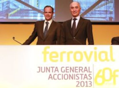 El consejero delegado de Ferrovial, &Iacute;&ntilde;igo Meir&aacute;s, junto al presidente de la compa&ntilde;&iacute;a, Rafael del Pino.