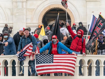 Donald Trump supporters during the attack on the U.S. Capitol in January 2021.