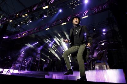 El cantante Joaquín Sabina, durante su concierto en Las Ventas.