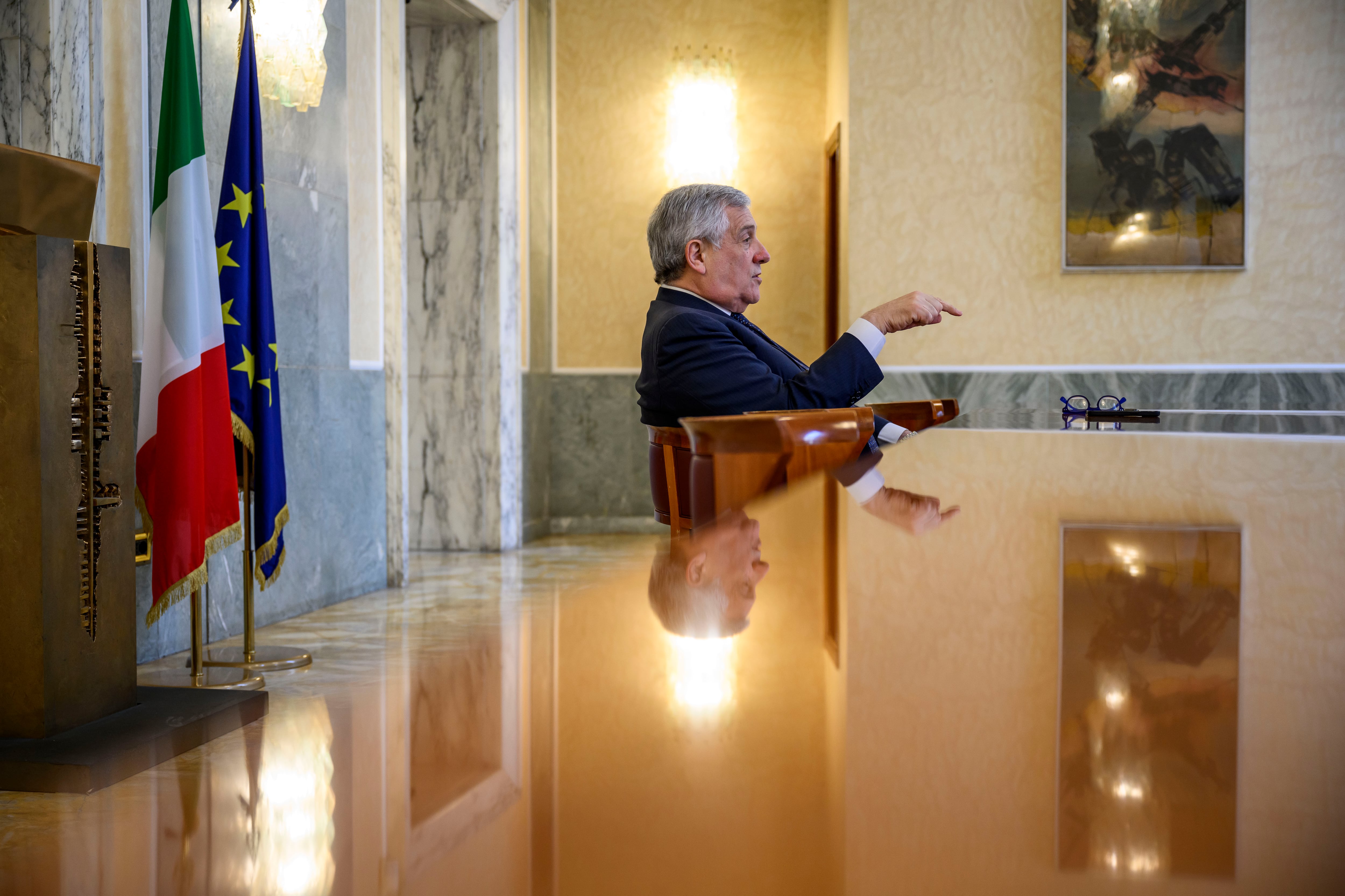 Antonio Tajani, durante la entrevista en el Ministerio de Exteriores.