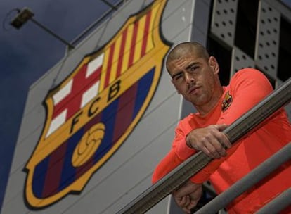 Víctor Valdés, en la ciudad deportiva del Barcelona.