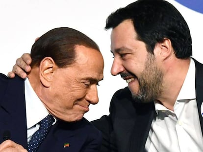 Silvio Berlusconi y Matteo Salvini, poco antes de que se celebrasen las elecciones legislativas de marzo 2018. 