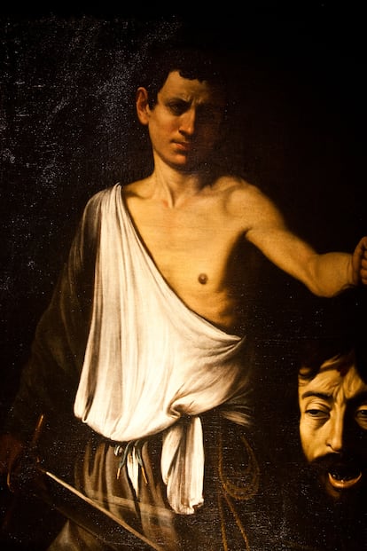 The painting of David with the head of Goliath by Caravaggio