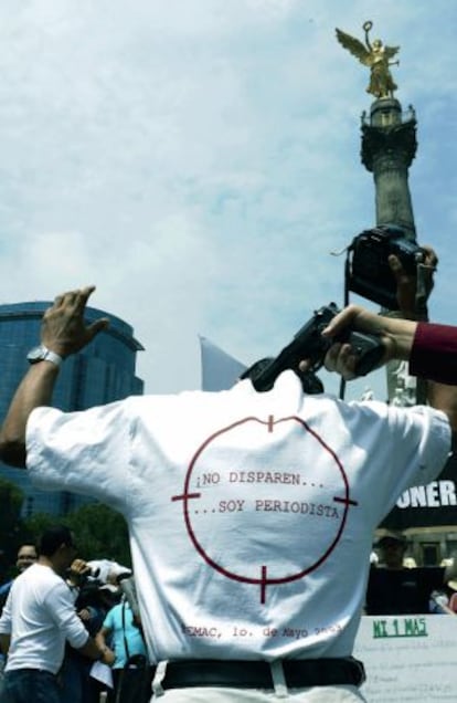 Marcha contra las agresiones a periodistas en M&eacute;xico en 2010.