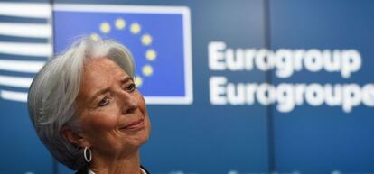 Christine Lagarde en la conferencia de prensa del lunes.