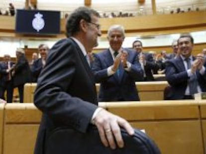 El presidente del Gobierno, Mariano Rajoy, en el Senado. 