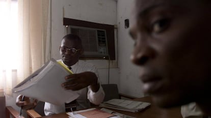 Dr. Wole Daini, who has AIDS, at his surgery in Lagos.