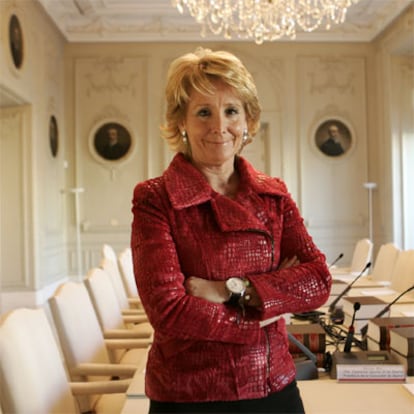 Esperanza Aguirre, en la sede de la Comunidad de Madrid en la Puerta del Sol.