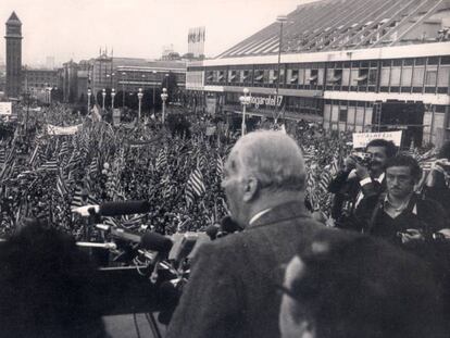 Josep Tarradellas, el día de su regreso a Barcelona, en 1977.