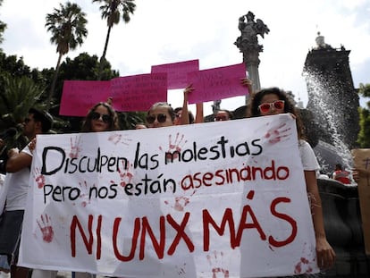 Marcha contra los feminicidios en Puebla.