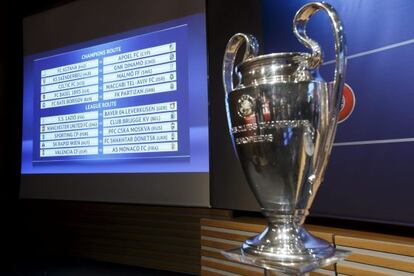 La Copa de la Champions junto a los emparejamientos.