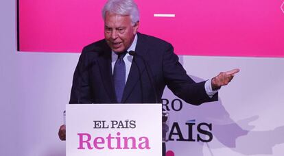 Felipe Gonz&aacute;lez, durante su intervenci&oacute;n, este mierc&oacute;les.