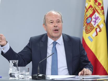 El ministro de Justicia, Juan Carlos Campo, durante la rueda de prensa posterior al Consejo de Ministro.