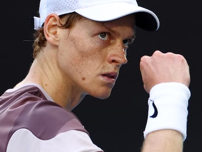 Jannik Sinner, durante el partido de cuartos contra Karen Khachanov.