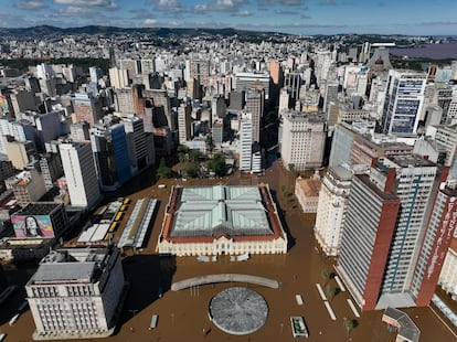 El Mercado Central de Puerto Alegre, completamente inundado, este 9 de mayo.