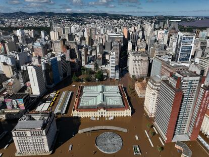 El Mercado Central de Puerto Alegre, completamente inundado, este 9 de mayo.