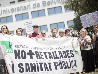 Manifestació a l'hospital de Bellvitge de Barcelona el 2014.