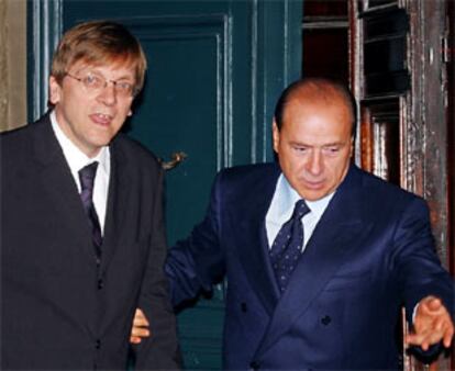 El presidente italiano junto a su homólogo belga, Guy Verhofstadt.