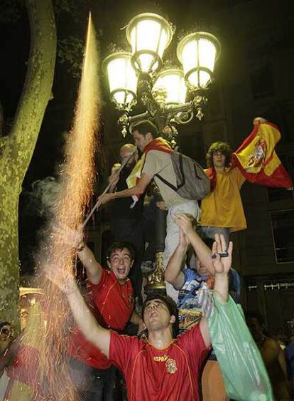 Seguidores en Las Ramblas de Barcelona.