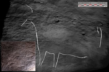 Estos grabados de bisontes datan de hace 27.000 años / O. Rivero y D. Garate