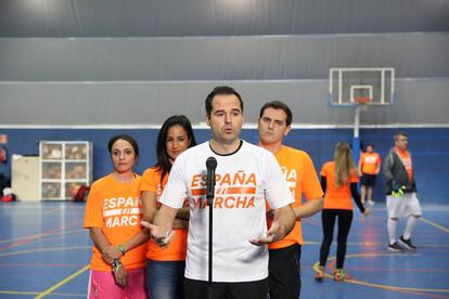 Ignacio Aguado, Begoña Villacís y Albert Rivera, en un acto de Cs.