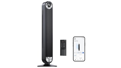 Ventilador con pantalla circular.