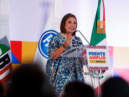 Xóchitl Gálvez durante un evento en Monterrey.