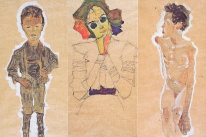 <i>Joven proletario, Chica con gafas de sol </i>y <i>Joven desnudo: </i>tres de los cinco dibujos de Egon Schiele que deberán ser devueltos a la heredera de Karl Mayländer.