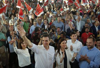 Pedro S&aacute;nchez durante el mitin del PSOE celebrado en Burjassot.