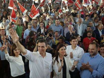 Pedro S&aacute;nchez durante el mitin del PSOE celebrado en Burjassot.