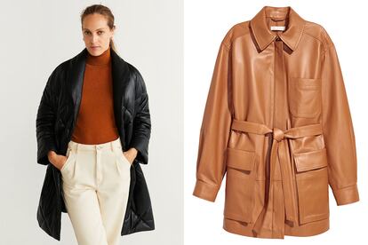 Las prendas de abrigo de 300 euros también abundan en las grandes cadenas. En la imagen, abrigo de Mango y H&M.