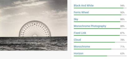 Etiquetas de la Google Cloud Vision API para 'Transportador', de Chema Madoz