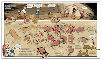 Viñetas del primer capítulo de 'Historia de España en cómic', de Pedro Cifuentes, editado por Desperta Ferro y dedicado a la Prehistoria.