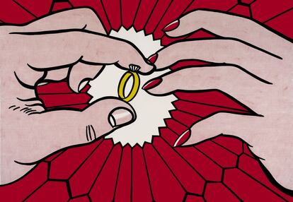 'El anillo (Compromiso)', 1962. El artista todavía estaba adentrándose en el estilo Pop Art, tras una época en la que coqueteó con el cubismo y el Expresionismo