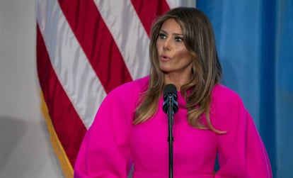 Melania Trump en su discurso durante el almuerzo de la Asamblea General de las Naciones Unidas el mi&eacute;rcoles.