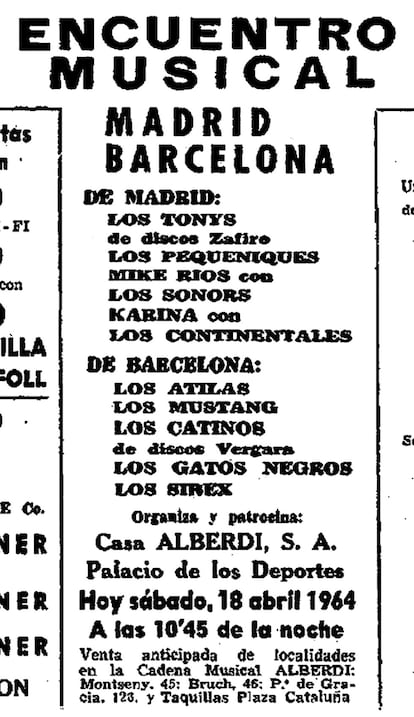 Cartel anunciador y crónica del Encuentro de Conjuntos Musicales Madrid-Barcelona (1964). Documento cedidos por Ángel Arriba