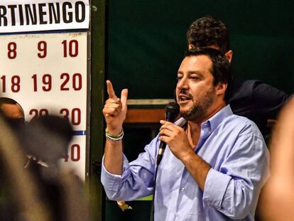 El líder populista, Matteo Salvini, durante una conferencia de la Liga en Italia el pasado 26 de mayo.