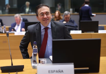 El titular de Exteriores, José Manuel Albares, durante la reunión de ministros de Exteriores en Bruselas.