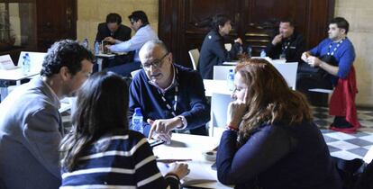 Reuniones mantenidas entre emprendedores, corporate e inversores en el Tech Spirit Barcelona, en febrero de 2020.