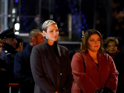 Charlene de Mónaco y Mélanie-Antoinette Costello de Massy, durante las celebraciones de Santa Devota en el Principado, en enero de 2023.