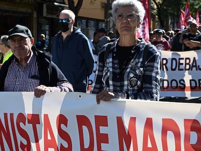 Participantes de la manifestación convocada el pasado sábado en Madrid por la Coordinadora General de Pensionistas de Madrid por los los Servicios Públicos.