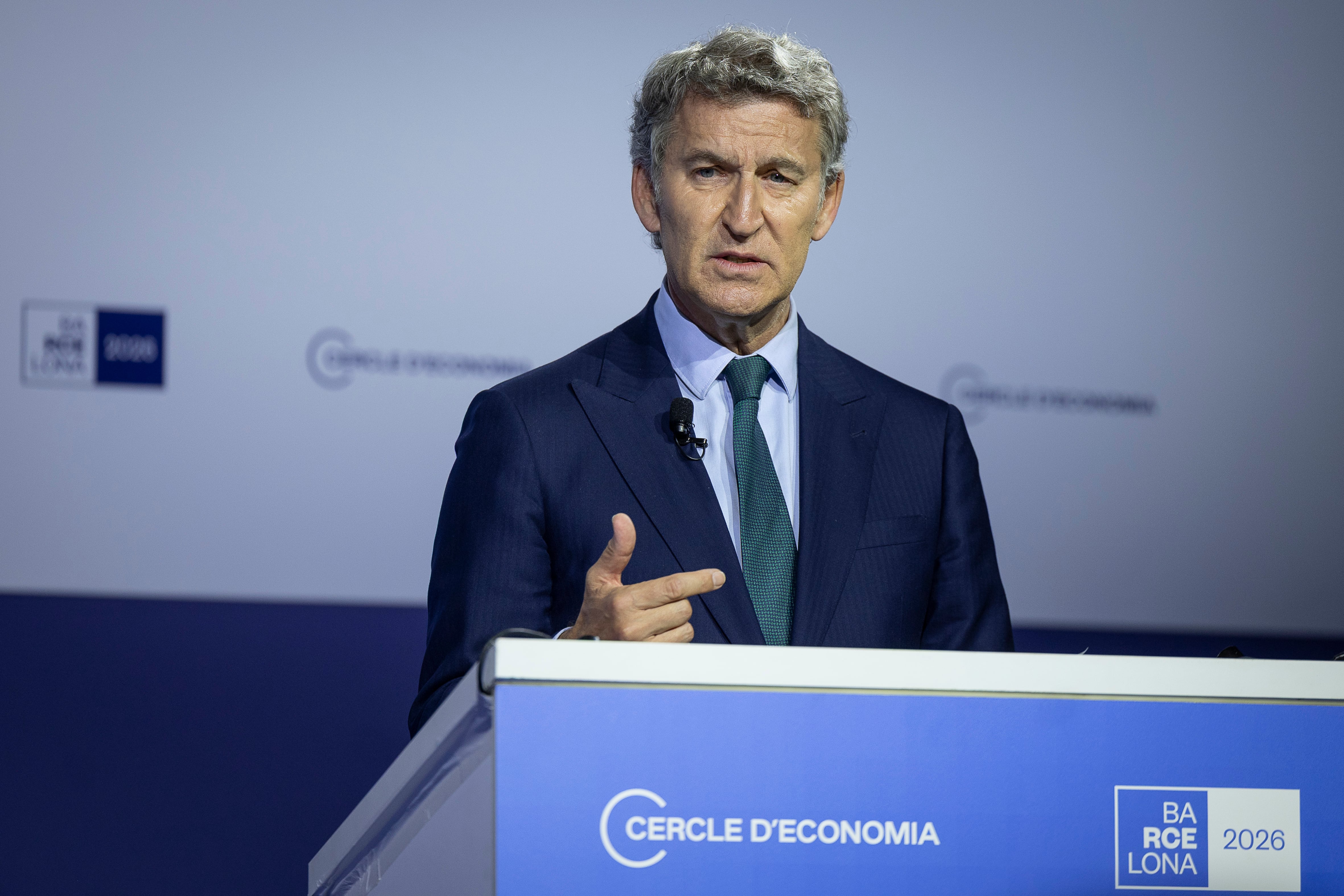 El líder del PP, Alberto Núñez Feijóo, en el Círculo de Economía en Barcelona este martes.