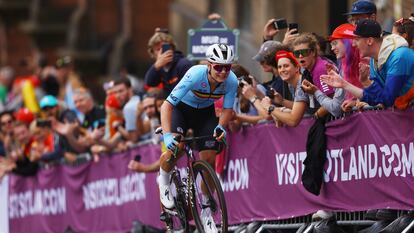La belga Lotte Kopecky, en acción este domingo durante el Mundial de ciclismo, en Glasgow (Escocia).
