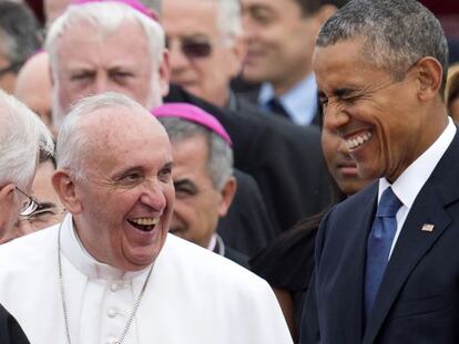 Obama e o Papa Francisco, nesta ter&ccedil;a.