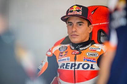 Marc Márquez, en su box durante el gran premio de España en el circuito de Jerez.