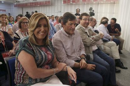 Susana Diaz, presidenta de Andalucia, Javier Fernandez, presidente de Asturias, Guillermo Fernández Vara, presidente Extremadura y Javier Lambán, presidente de Aragón.