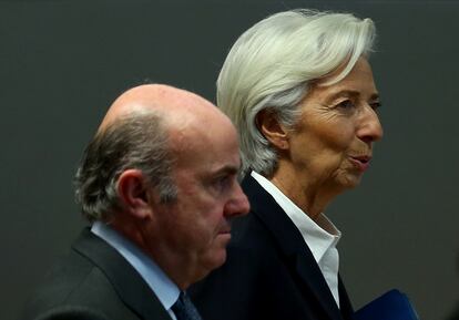 El vicepresidente del BCE, Luis de Guindos, y la presidenta, Christine Lagarde, el pasado 23 de enero en Fráncfort.
