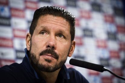 Simeone, durante la rueda de prensa.