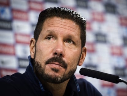 Simeone, durante la rueda de prensa.