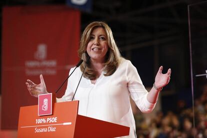 La presidenta andaluza, Susana Díaz, durante la presentación de su candidatura a las primarias del PSOE.